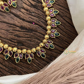 Unique Gold Alike Red Green AD Stone Nechpiece-Leaf-G14501